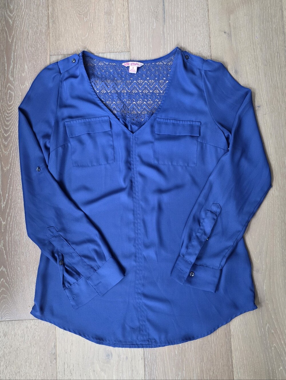 Candie's Royal Blue Lace-Back V-Neck Blouse